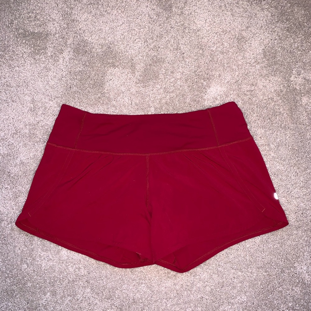 Lululemon shorts, dark red color